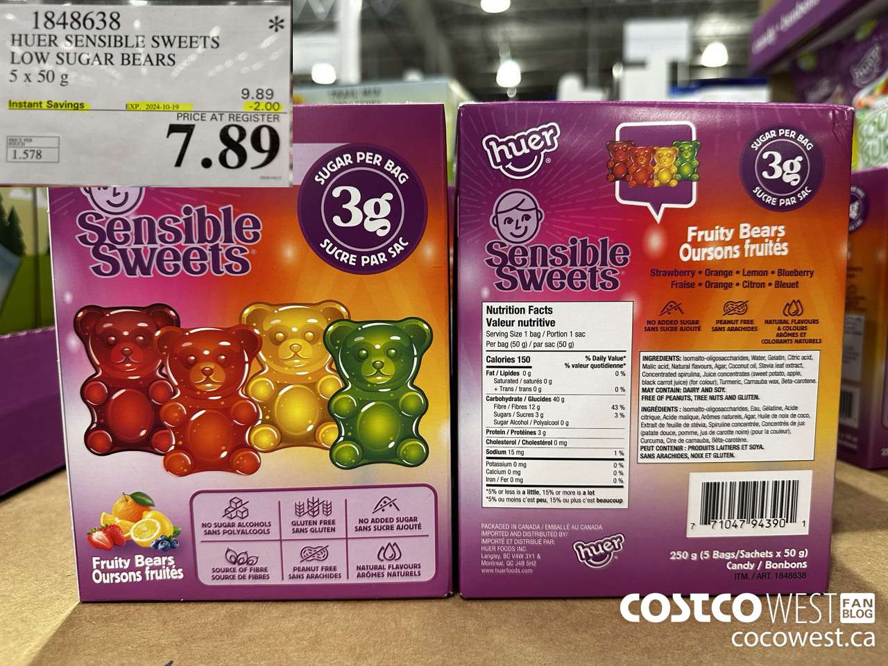 1848638 HUER FRUITY BEARS 5 X 50G ($2.00 INSTANT SAVINGS EXPIRES ON 2024-10-19) $7.89