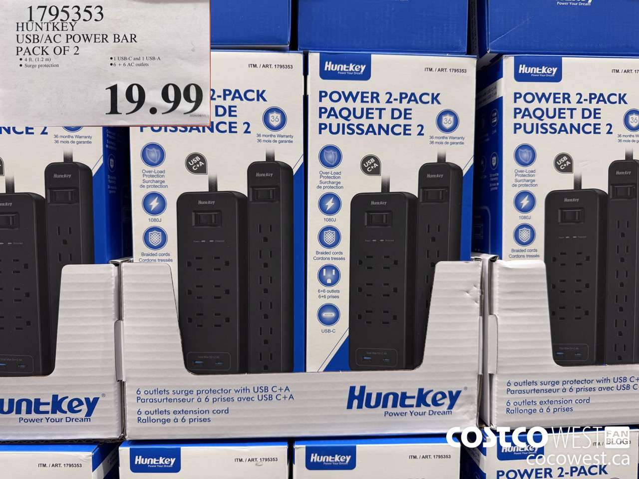 1795353 HUNTKEY USB/AC POWER BAR PACK OF 2 $19.99