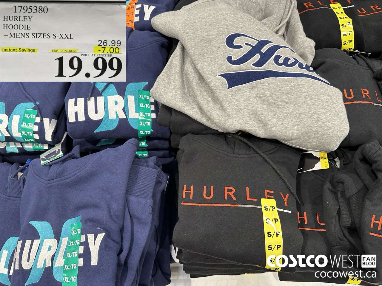 1795380 HURLEY HOODIE MENS SIZES S-XXL ($7.00 INSTANT SAVINGS EXPIRES ON 2024-10-06) $19.99