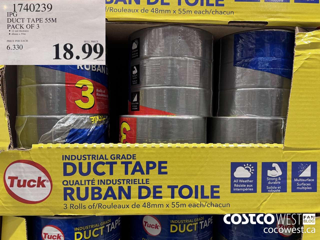 1740239 IPG DUCT TAPE 55M PACK OF 3 $18.99