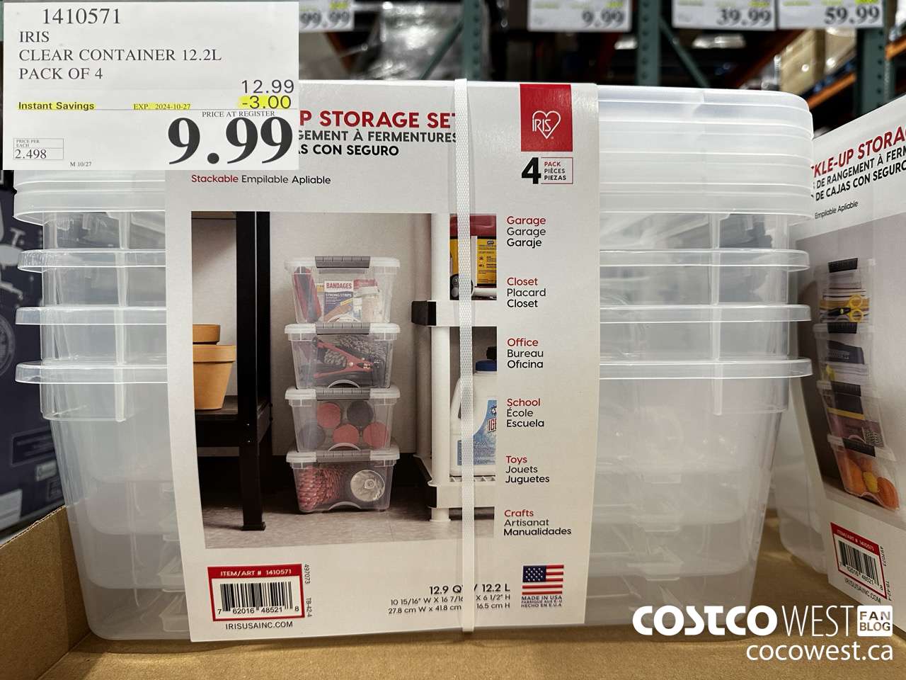 1410571 IRIS 12.9 QT BUCKLE UP 4PK ($3.00 INSTANT SAVINGS EXPIRES ON 2024-10-27) $9.99
