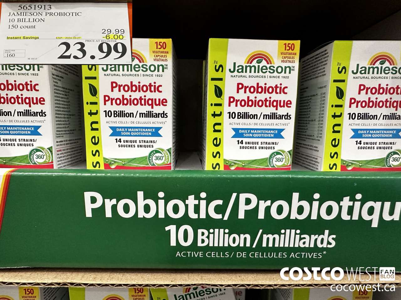 5651913 JAMIESON PROBIOTIC 150 T12L120P720FBP480 150 COUNT ($6.00 INSTANT SAVINGS EXPIRES ON 2024-10-27) $23.99