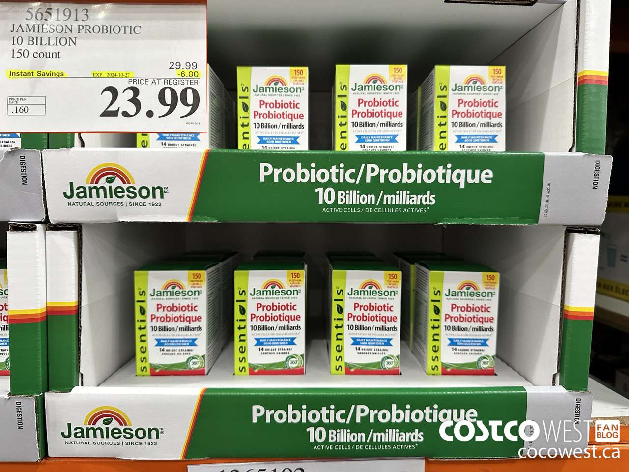 5651913 JAMIESON PROBIOTIC 150 T12L120P720FBP480 150 COUNT ($6.00 INSTANT SAVINGS EXPIRES ON 2024-10-27) $23.99