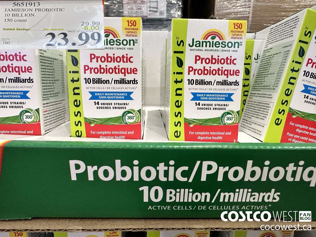 5651913 JAMIESON PROBIOTIC 150 T12L120P720FBP480 150 COUNT ($6.00 INSTANT SAVINGS EXPIRES ON 2024-10-27) $23.99