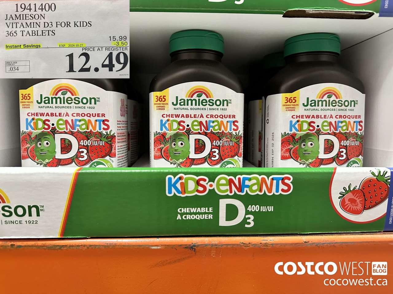 1941400 JAMIESON VITAMIN D3 FOR KIDS 365 TABLETS ($3.50 INSTANT SAVINGS EXPIRES ON 2024-10-27) $12.49