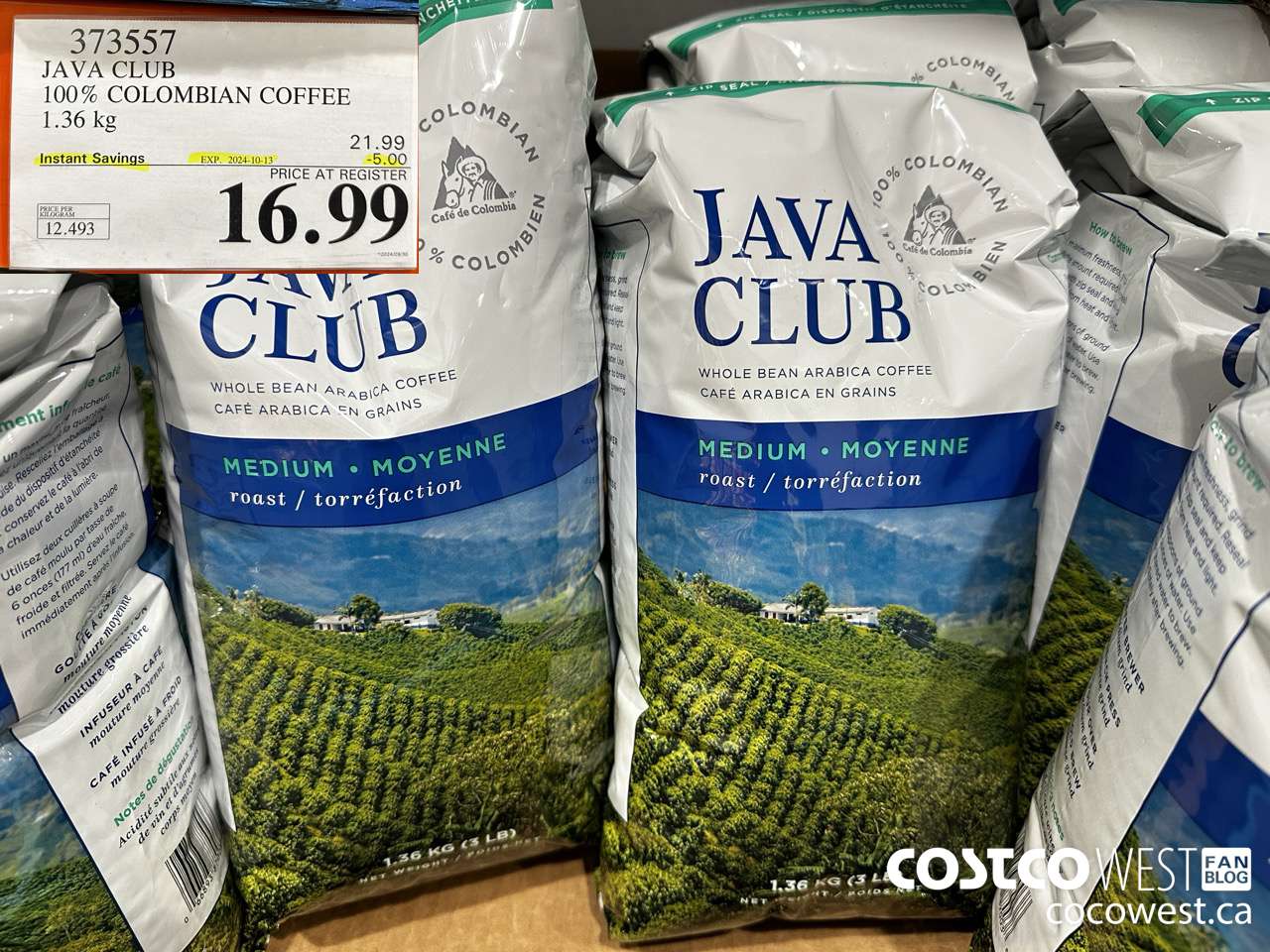 373557 JAVA CLUB 100% COLOMBIAN COFFEE 1.36 kg ($5.00 INSTANT SAVINGS EXPIRES ON 2024-10-13) $16.99