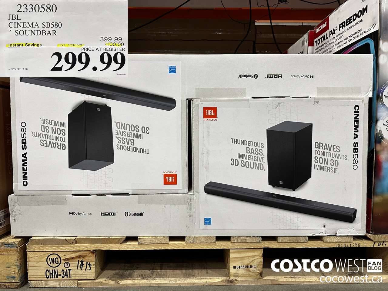 2330580 JBL CINEMA SB580 SOUNDBAR ($100.00 INSTANT SAVINGS EXPIRES ON 2024-10-27) $299.99