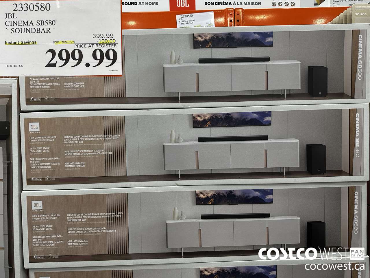 2330580 JBL CINEMA SB580 SOUNDBAR ($100.00 INSTANT SAVINGS EXPIRES ON 2024-10-27) $299.99