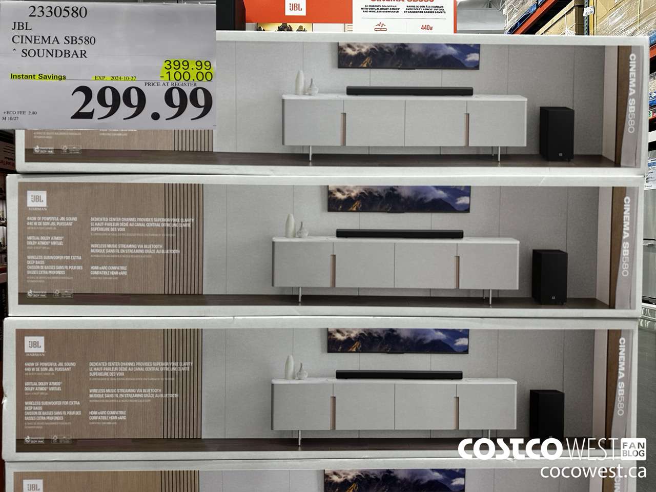 2330580 JBL CINEMA SB580 SOUNDBAR ($100.00 INSTANT SAVINGS EXPIRES ON 2024-10-27) $299.99