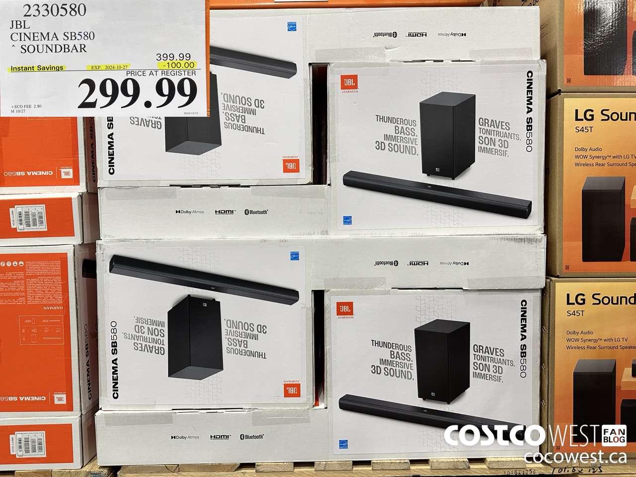 2330580 JBL CINEMA SB580 SOUNDBAR ($100.00 INSTANT SAVINGS EXPIRES ON 2024-10-27) $299.99