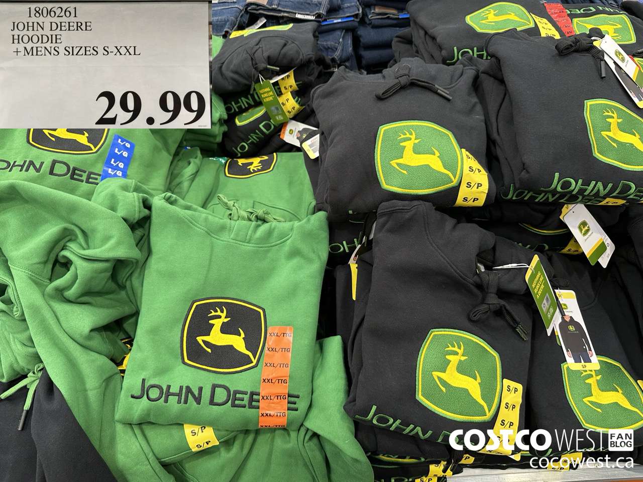 1806261 JOHN DEERE HOODIE MENS SIZES S-XXL $29.99