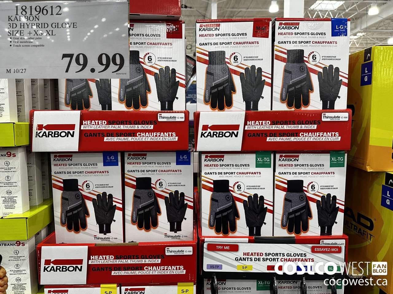 1819612 KARBON 3D HYBRID GLOVE SIZE XS-XL $79.99