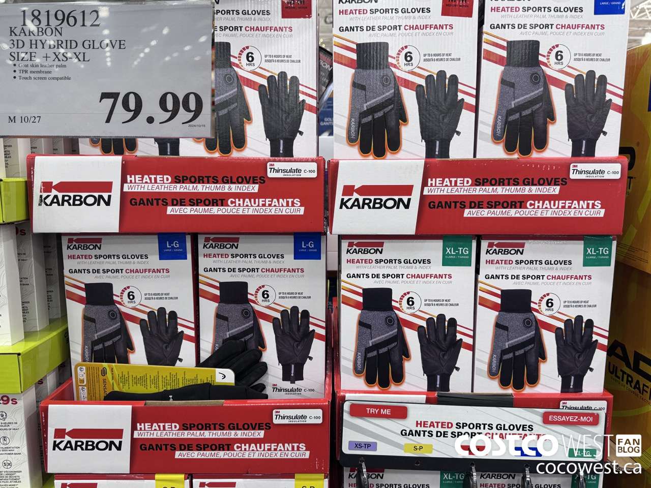 1819612 KARBON 3D HYBRID GLOVE SIZE XS-XL $79.99