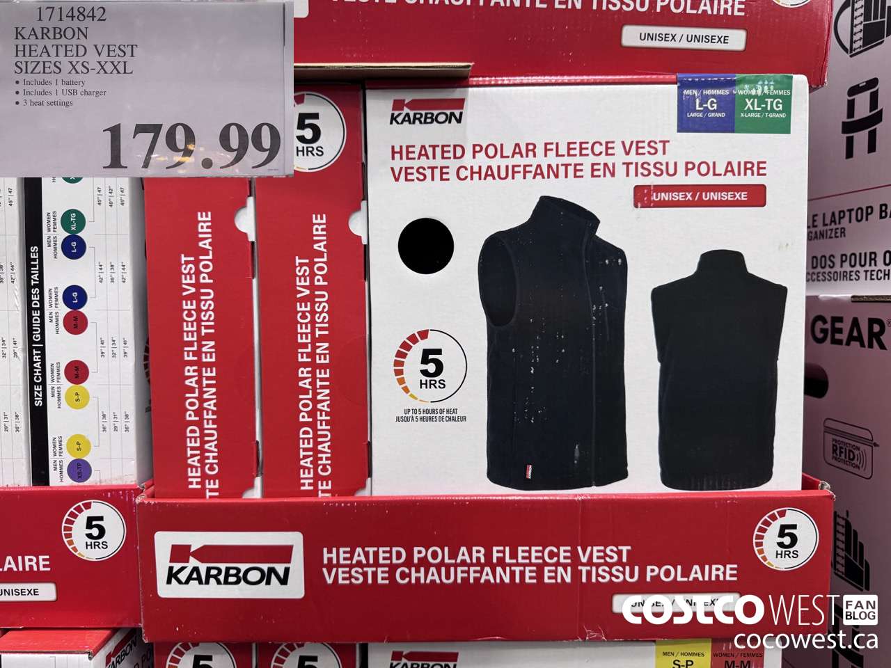 1714842 KARBON HEATED VEST SIZE XS-XXL $179.99