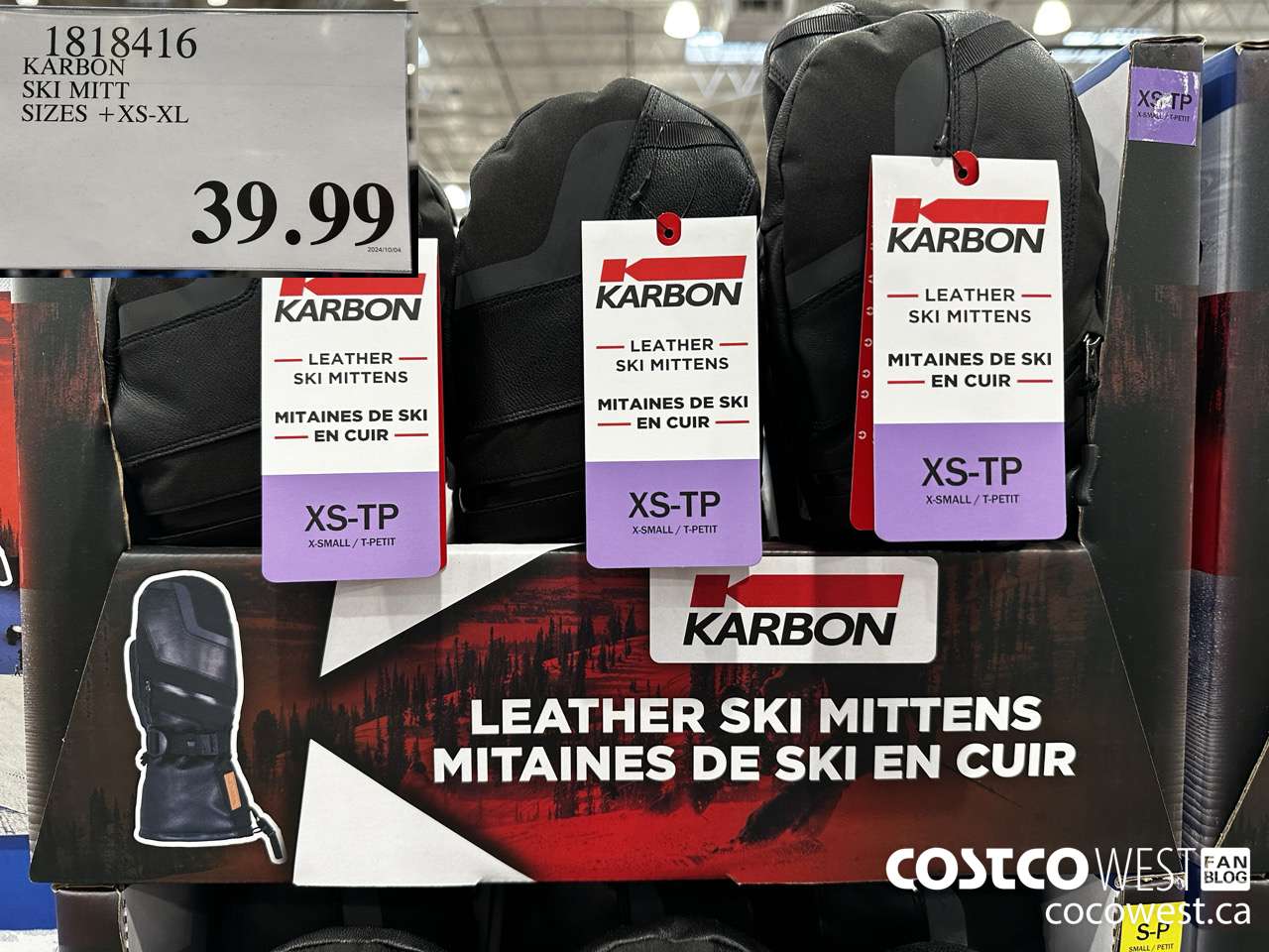 1818416 KARBON SKI MITT SIZES XS-XL $39.99