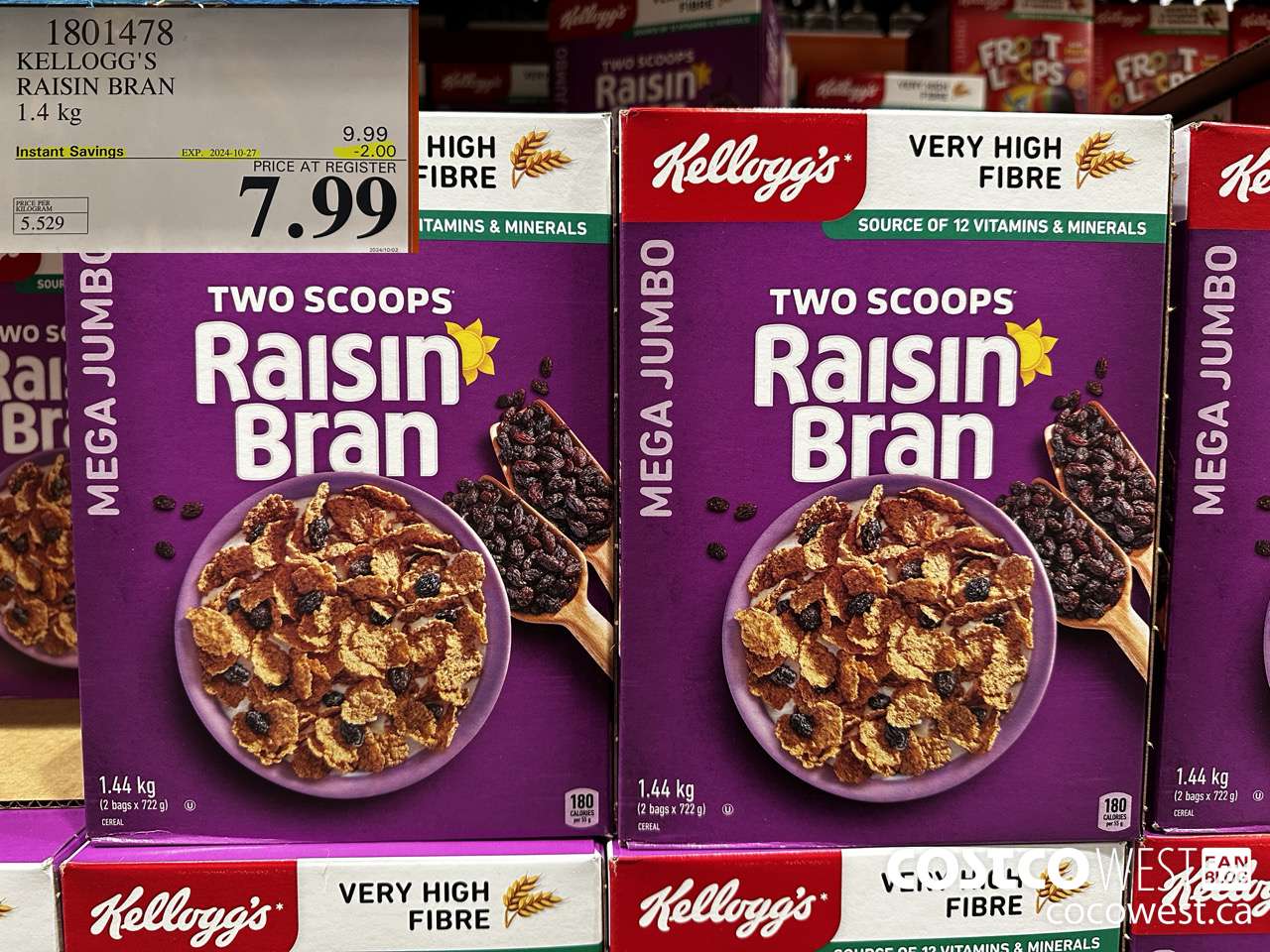 1801478 KELLOGG'S RAISIN BRAN 1.4KG ($2.00 INSTANT SAVINGS EXPIRES ON 2024-10-27) $7.99