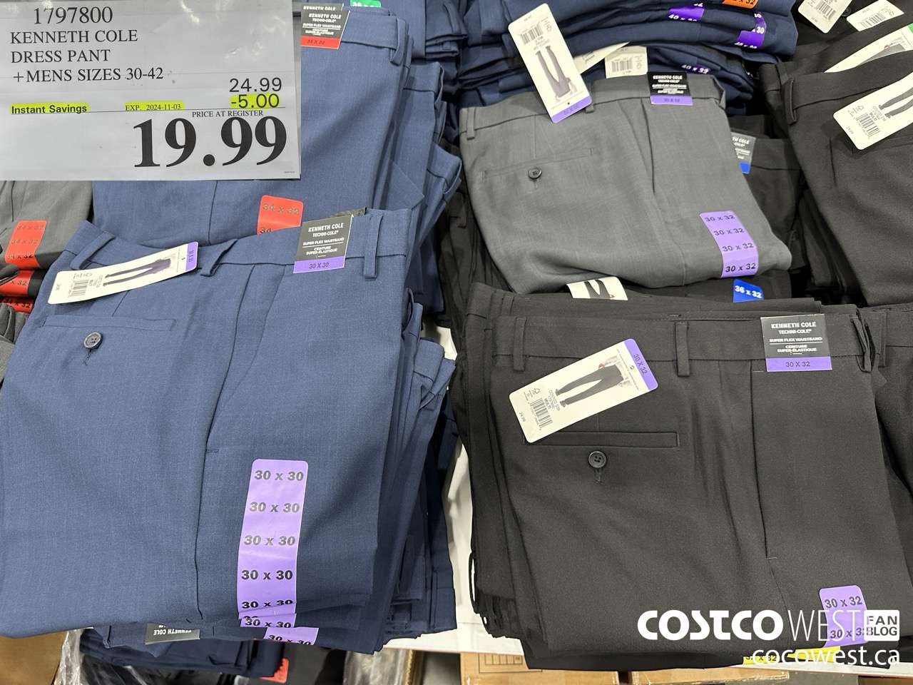 1797800 KENNETH COLE DRESS PANT MENS SIZES 30-42 ($5.00 INSTANT SAVINGS EXPIRES ON 2024-11-03) $19.99