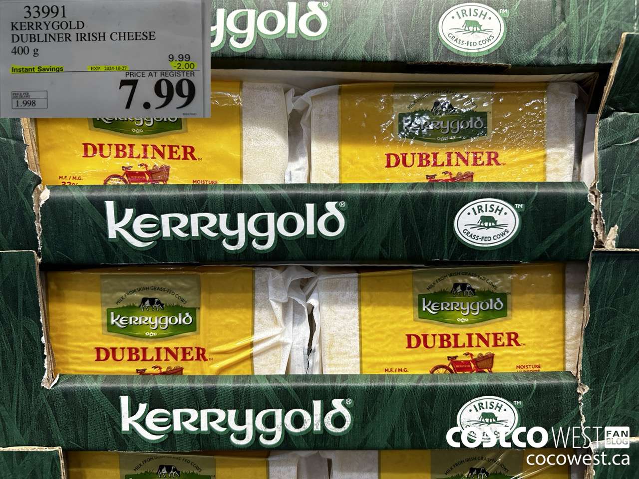 33991 KERRYGOLD DUBLINER IRISH CHEESE 400 g ($2.00 INSTANT SAVINGS EXPIRES ON 2024-10-27) $7.99