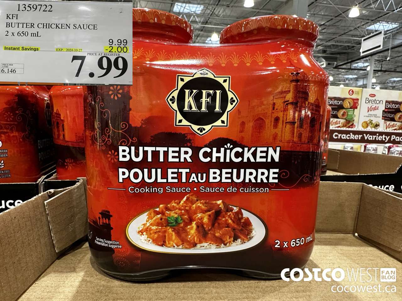 1359722 KFI BUTTER CHICKEN SAUCE 2 x 650 mL ($2.00 INSTANT SAVINGS EXPIRES ON 2024-10-27) $7.99