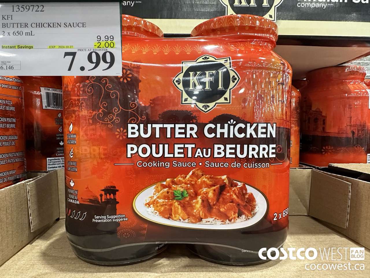 1359722 KFI BUTTER CHICKEN SAUCE 2 x 650 mL ($2.00 INSTANT SAVINGS EXPIRES ON 2024-10-27) $7.99