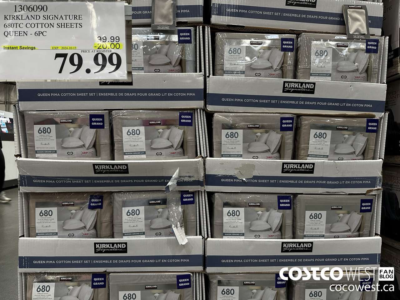 1306090 KIRKLAND SIGNATURE 680TC COTTON SHEETS QUEEN 6PC ($20.00 INSTANT SAVINGS EXPIRES ON 2024-10-13) $79.99