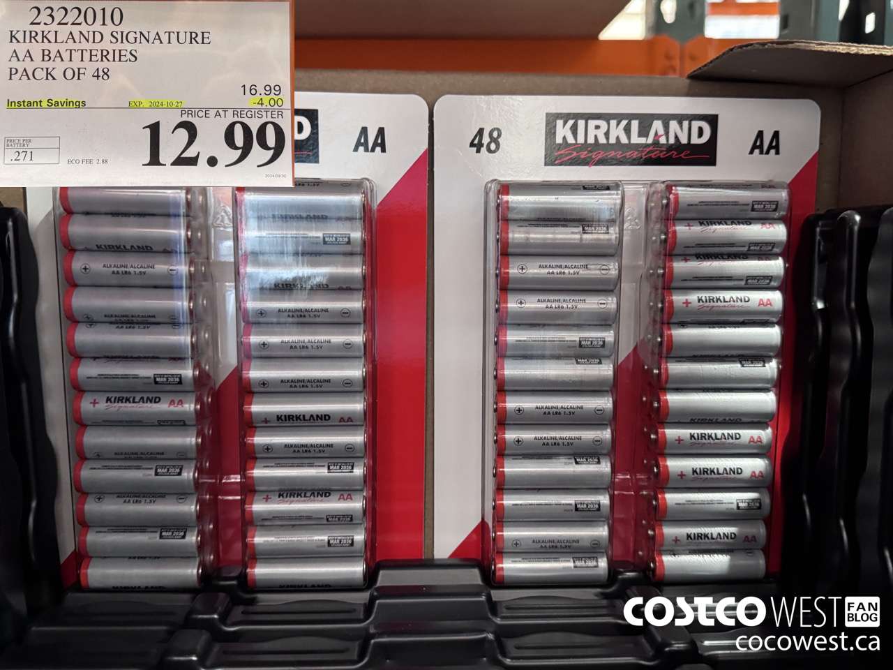 2322010 KIRKLAND SIGNATURE AA BATTERIES PACK OF 48 ($4.00 INSTANT SAVINGS EXPIRES ON 2024-10-27) $12.99