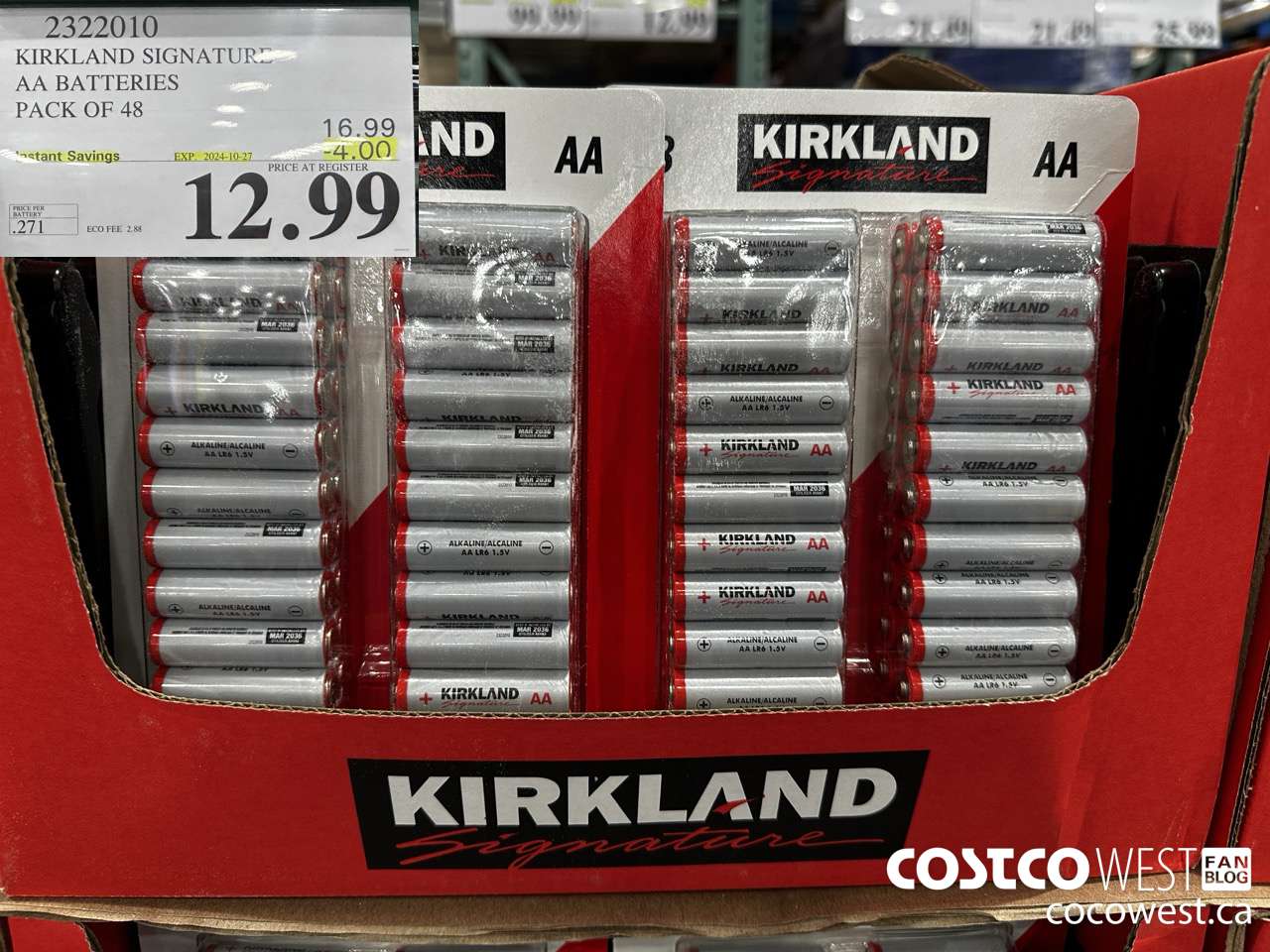 2322010 KIRKLAND SIGNATURE AA BATTERIES PACK OF 48 ($4.00 INSTANT SAVINGS EXPIRES ON 2024-10-27) $12.99