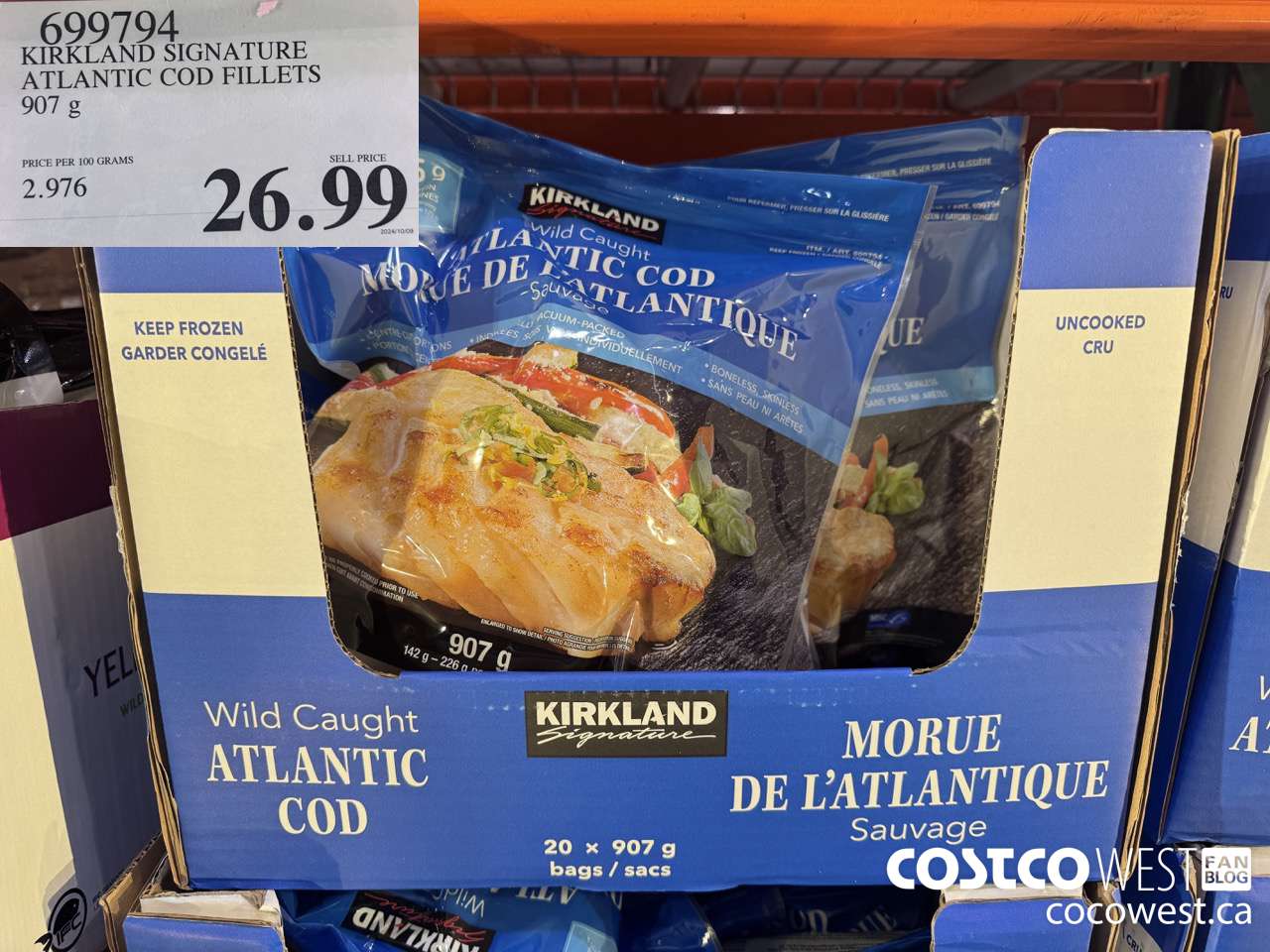 699794 KIRKLAND SIGNATURE ATLANTIC COD FILLETS 907 G $26.99