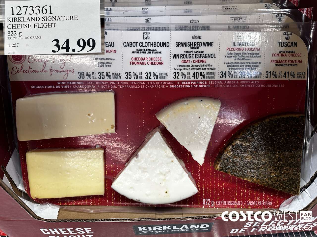 1273361 KIRKLAND SIGNATURE CHEESE FLIGHT 822G $34.99
