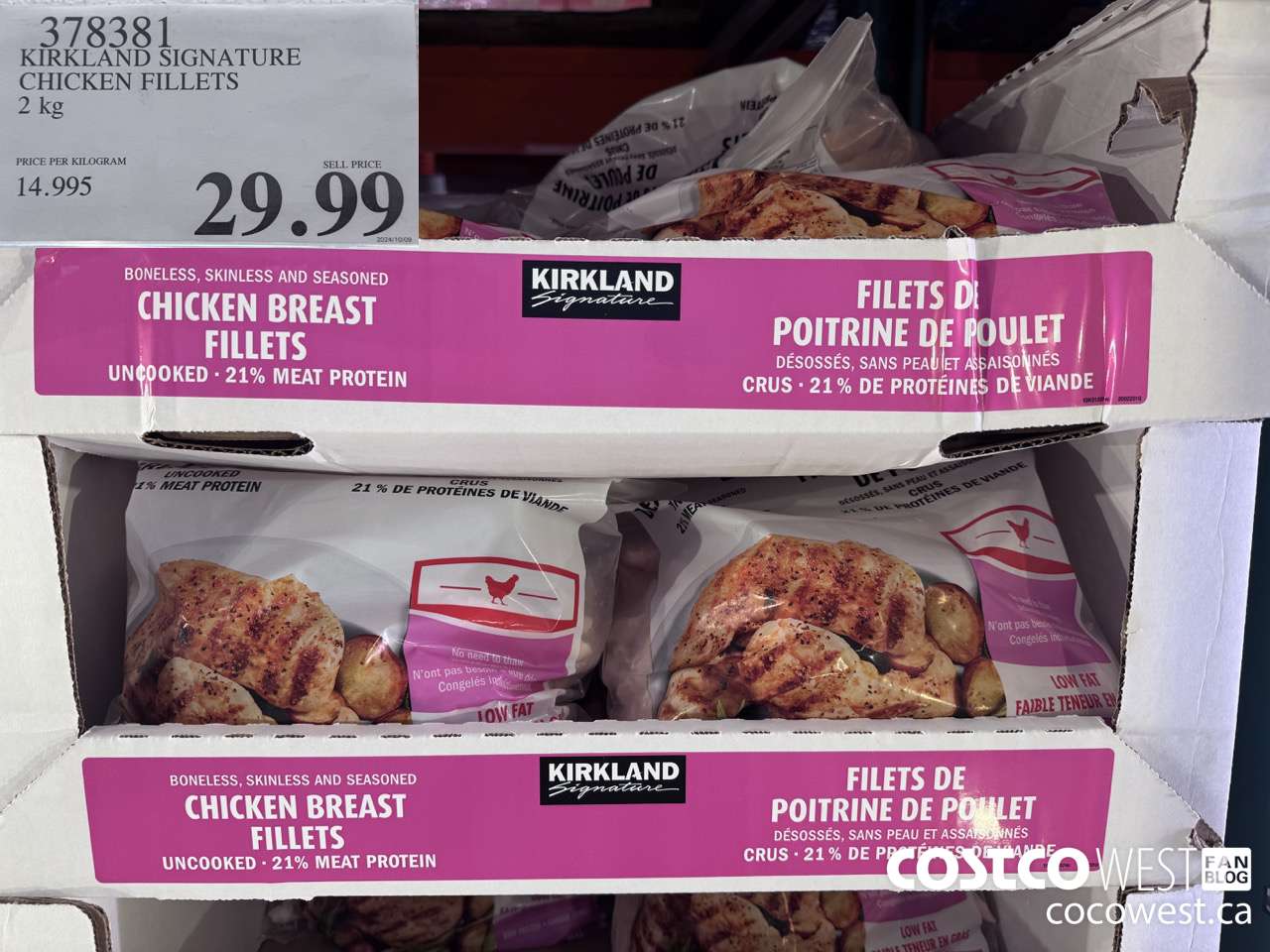 378381 KIRKLAND SIGNATURE CHICKEN FILLETS 2 kg $29.99