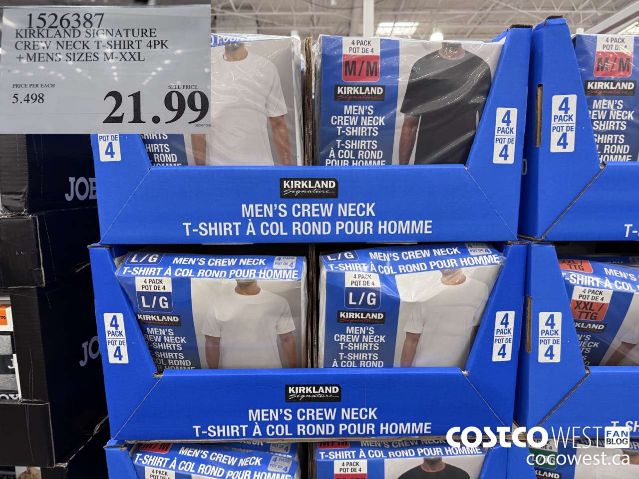 1526387 KIRKLAND SIGNATURE CREW NECK T-SHIRT 4PK MENS SIZES M-XXL $21.99