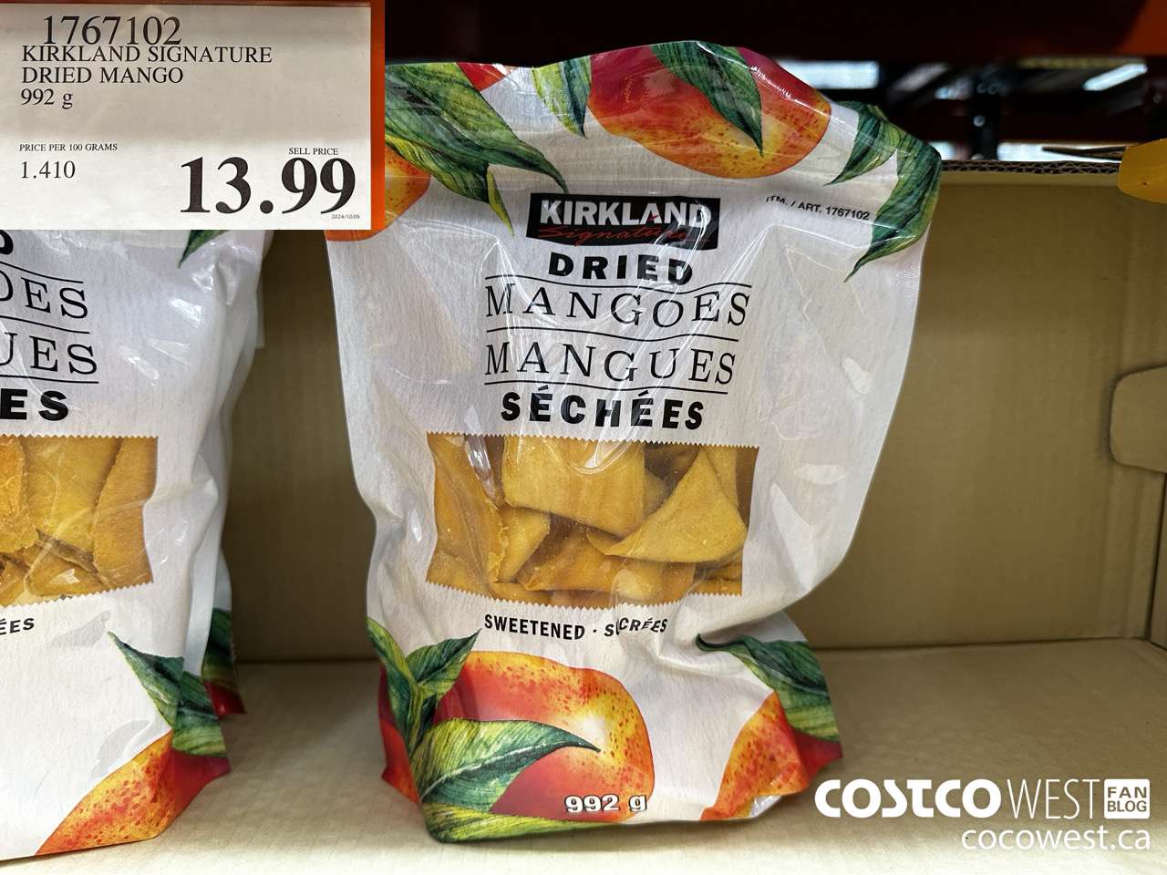 1767102 KIRKLAND SIGNATURE DRIED MANGO 992G $13.99