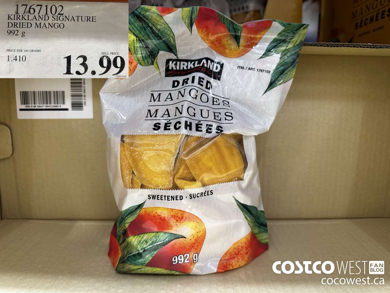 1767102 KIRKLAND SIGNATURE DRIED MANGO 992G $13.99