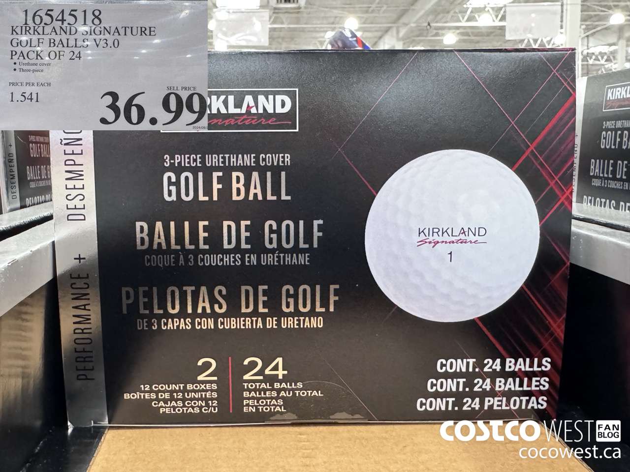 1654518 KIRKLAND SIGNATURE GOLF BALLS V3.0 PACK OF 24 $36.99