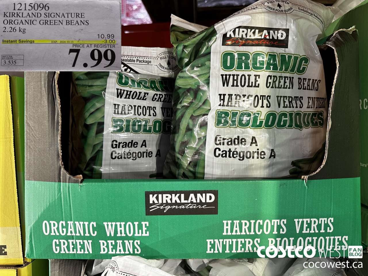 1215096 KIRKLAND SIGNATURE GREEN BEANS 2.26 KG ($3.00 INSTANT SAVINGS EXPIRES ON 2024-10-13) $7.99