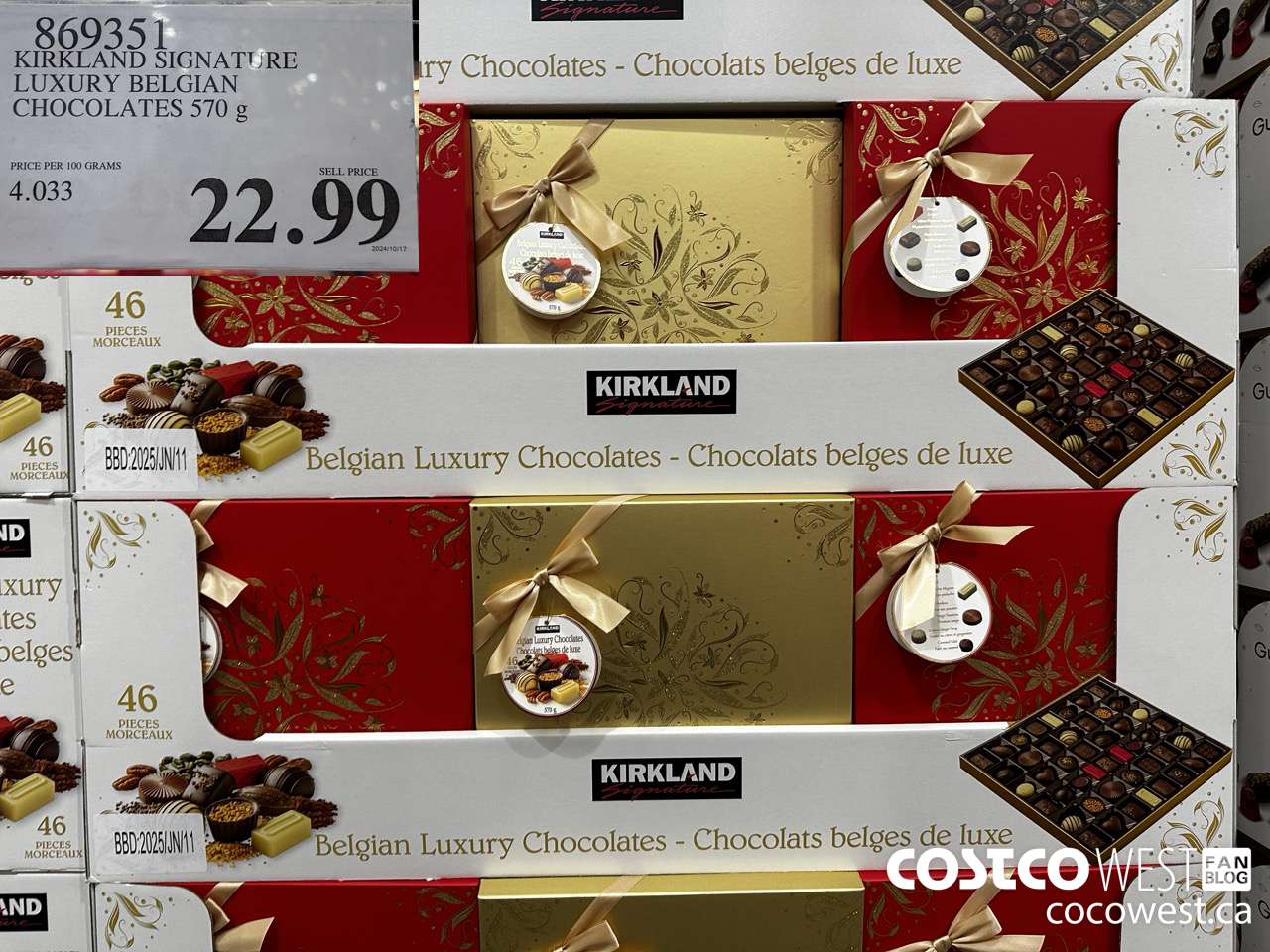 869351 KIRKLAND SIGNATURE LUXURY BELGIAN CHOCOLATES 570 g $22.99