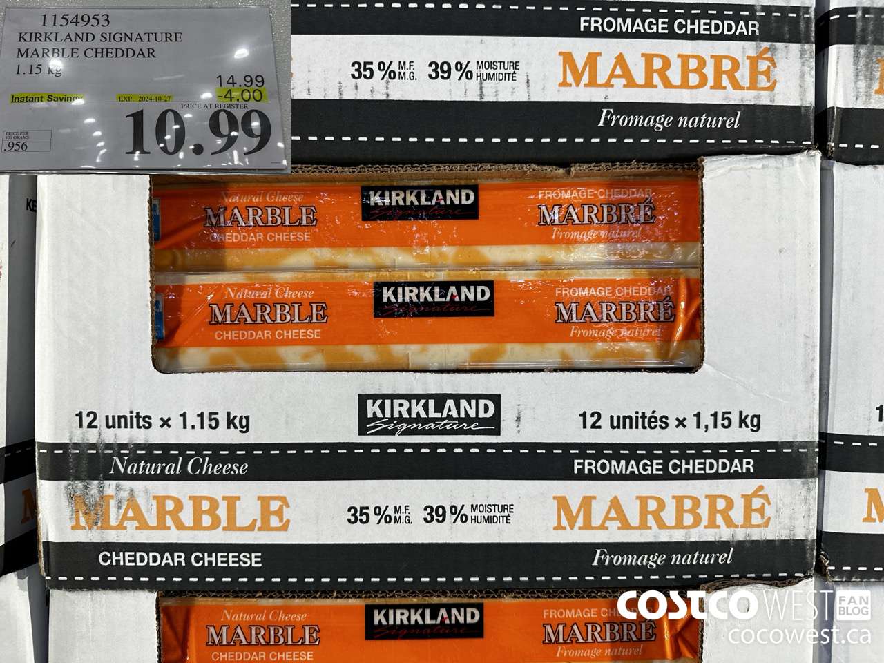 1154953 KIRKLAND SIGNATURE MARBLE CHEDDAR 1.15 KG ($4.00 INSTANT SAVINGS EXPIRES ON 2024-10-27) $10.99