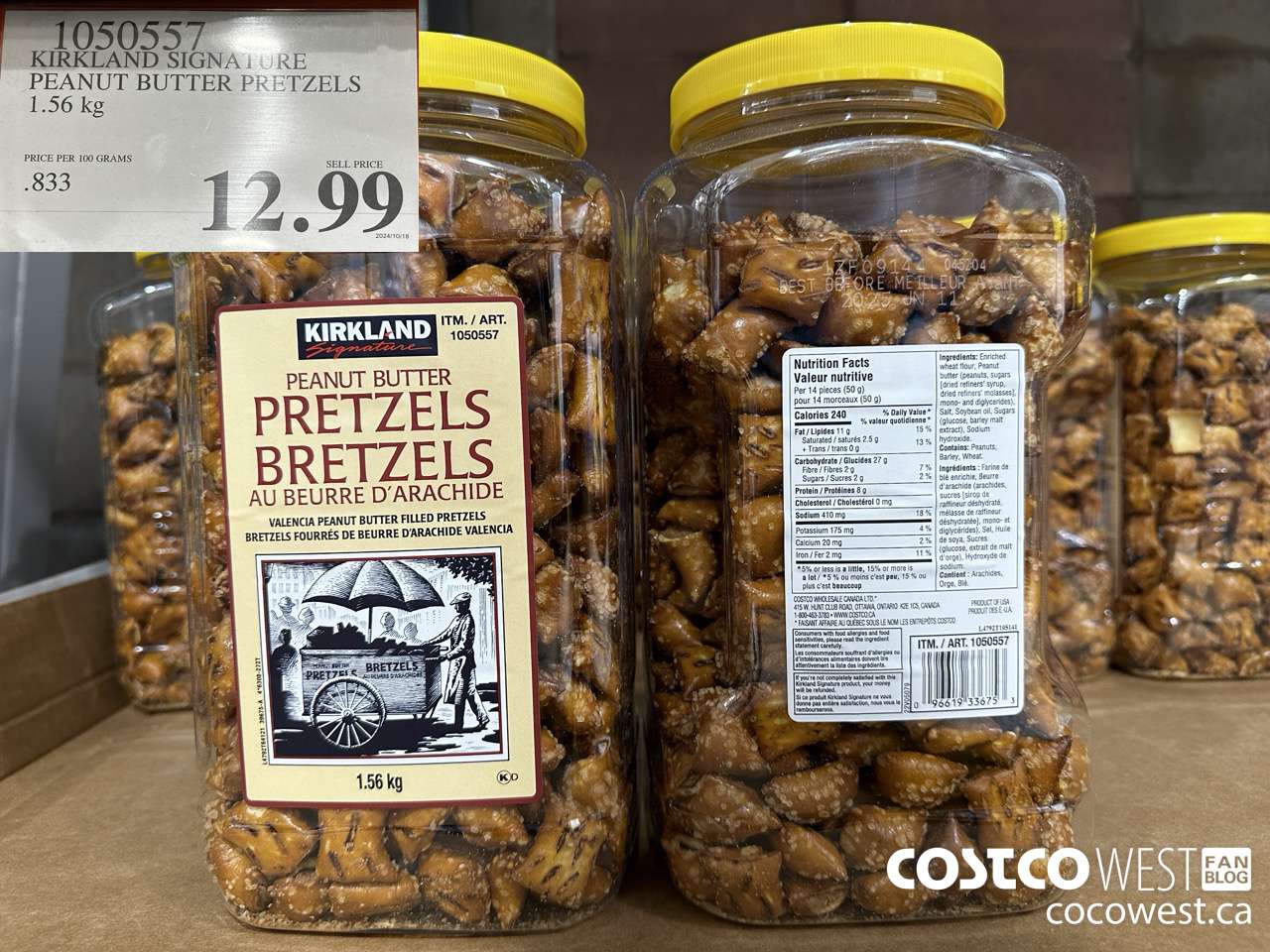 1050557 KIRKLAND SIGNATURE PEANUT BUTTER PRETZEL 1.56KG $12.99