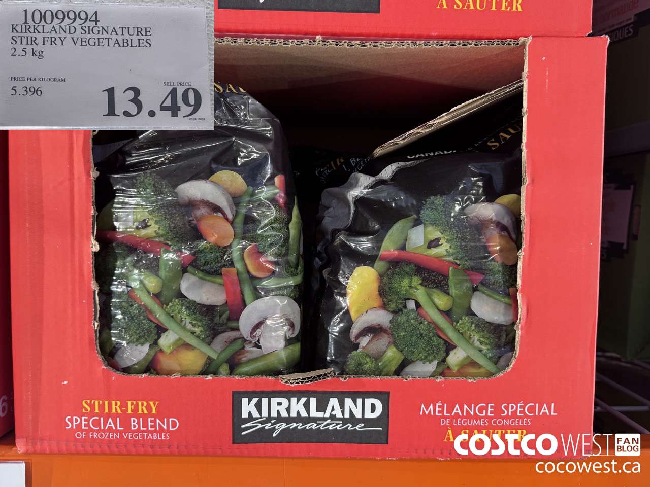 1009994 KIRKLAND SIGNATURE STIR FRY VEGETABLES 2.5 kg $13.49