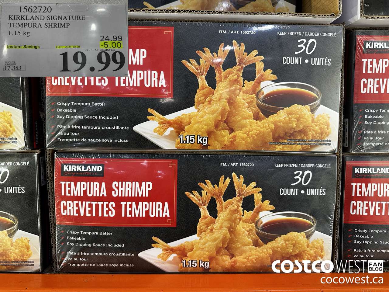 1562720 KIRKLAND SIGNATURE TEMPURA SHRIMP 1.15 kg ($5.00 INSTANT SAVINGS EXPIRES ON 2024-10-20) $19.99