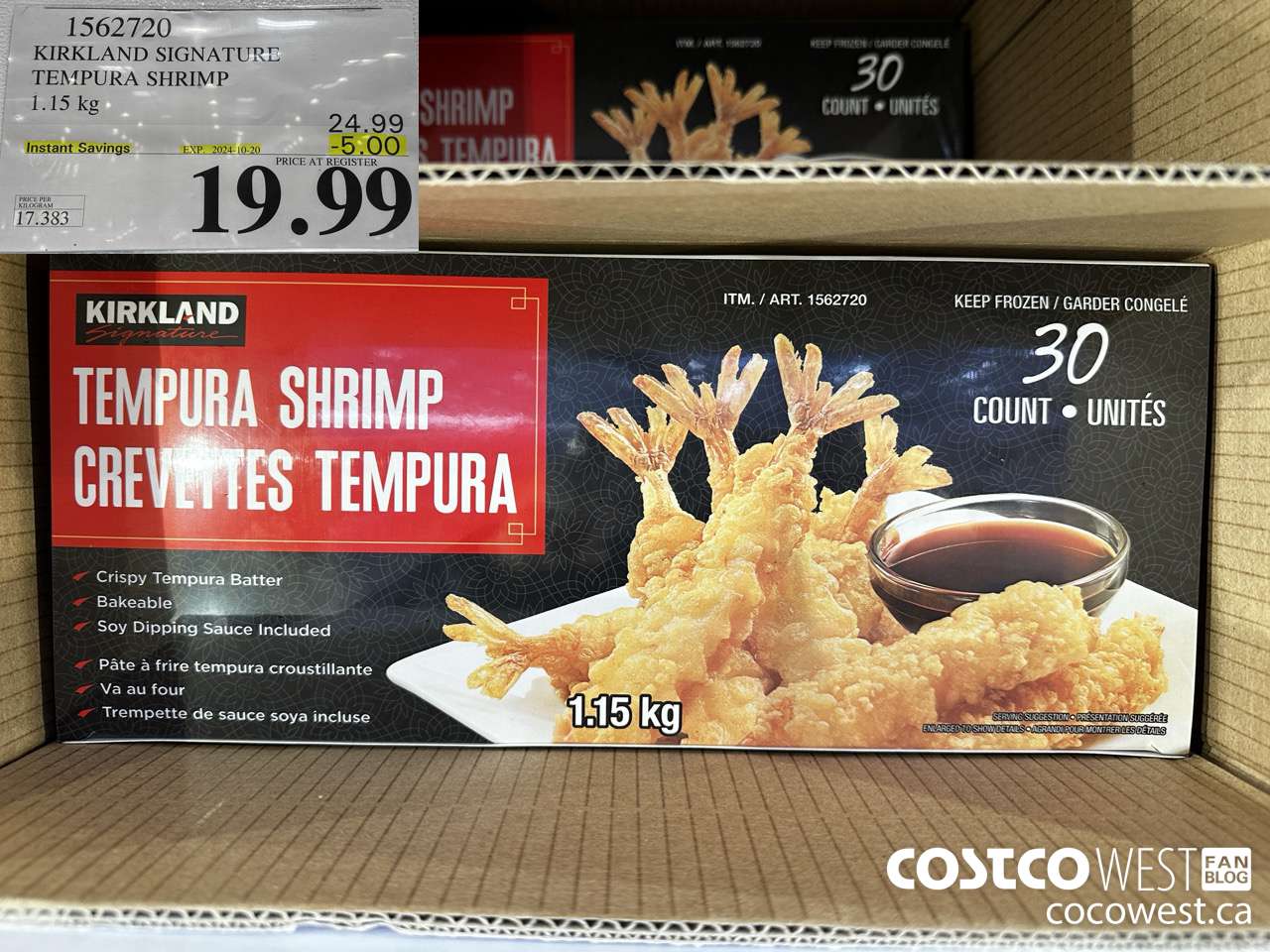 1562720 KIRKLAND SIGNATURE TEMPURA SHRIMP 1.15 kg ($5.00 INSTANT SAVINGS EXPIRES ON 2024-10-20) $19.99