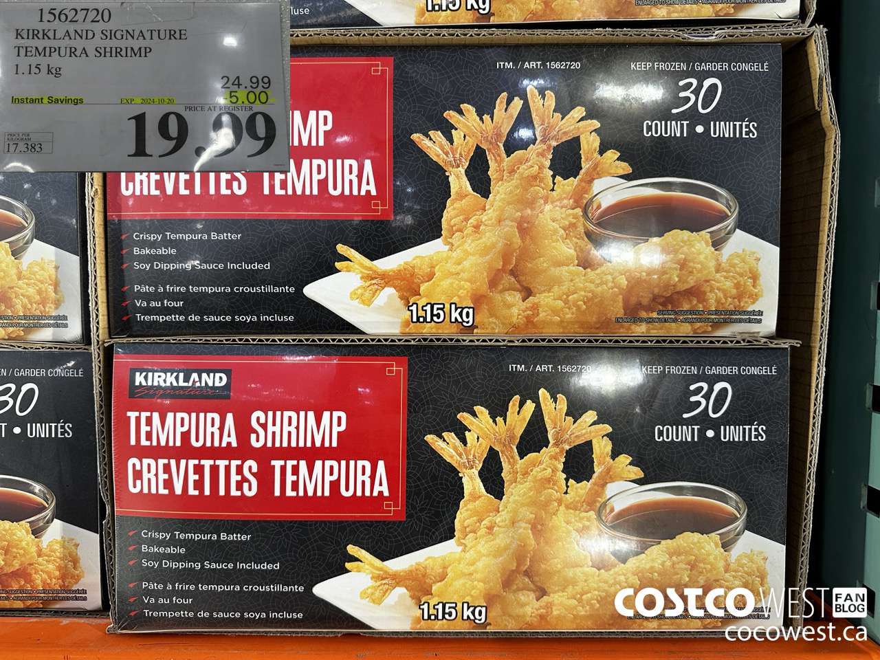 1562720 KIRKLAND SIGNATURE TEMPURA SHRIMP 1.15 kg ($5.00 INSTANT SAVINGS EXPIRES ON 2024-10-20) $19.99