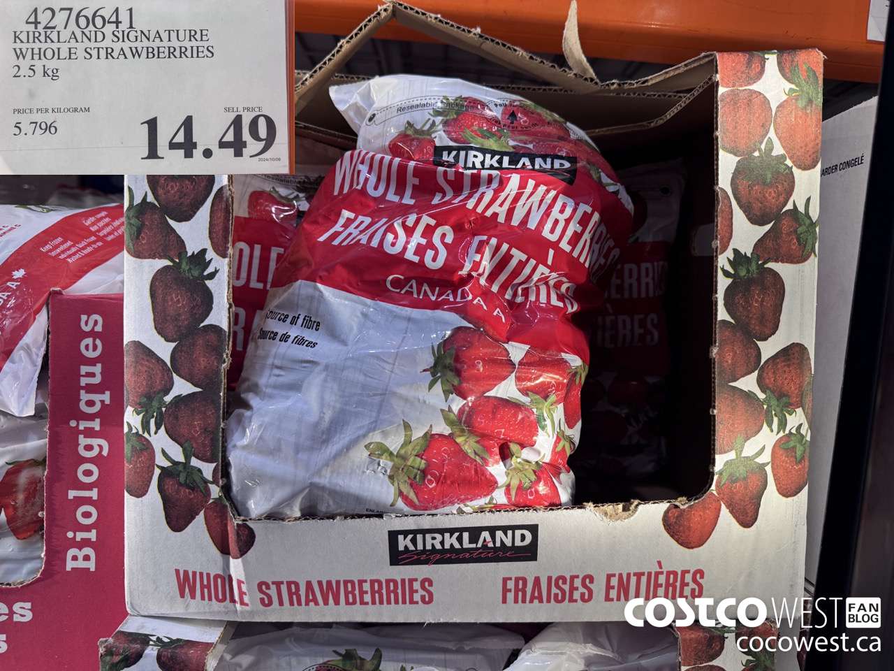 4276641 KIRKLAND SIGNATURE WHOLE STRAWBERRIES 2.5 kg $14.49