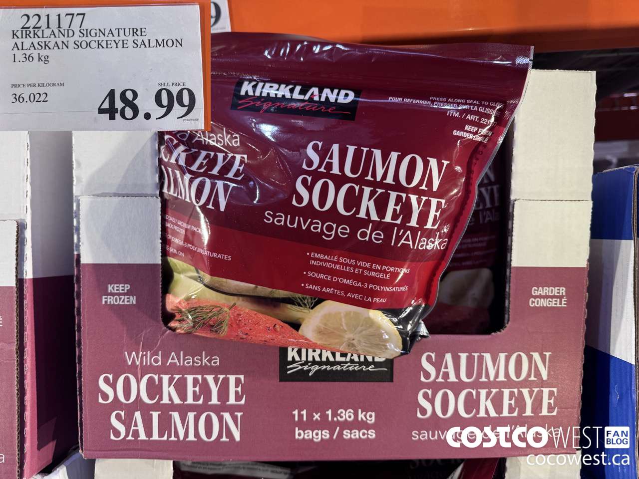 221177 KIRKLAND SIGNATURE WILD ALASKAN SALMON 1.36 kg  $48.99
