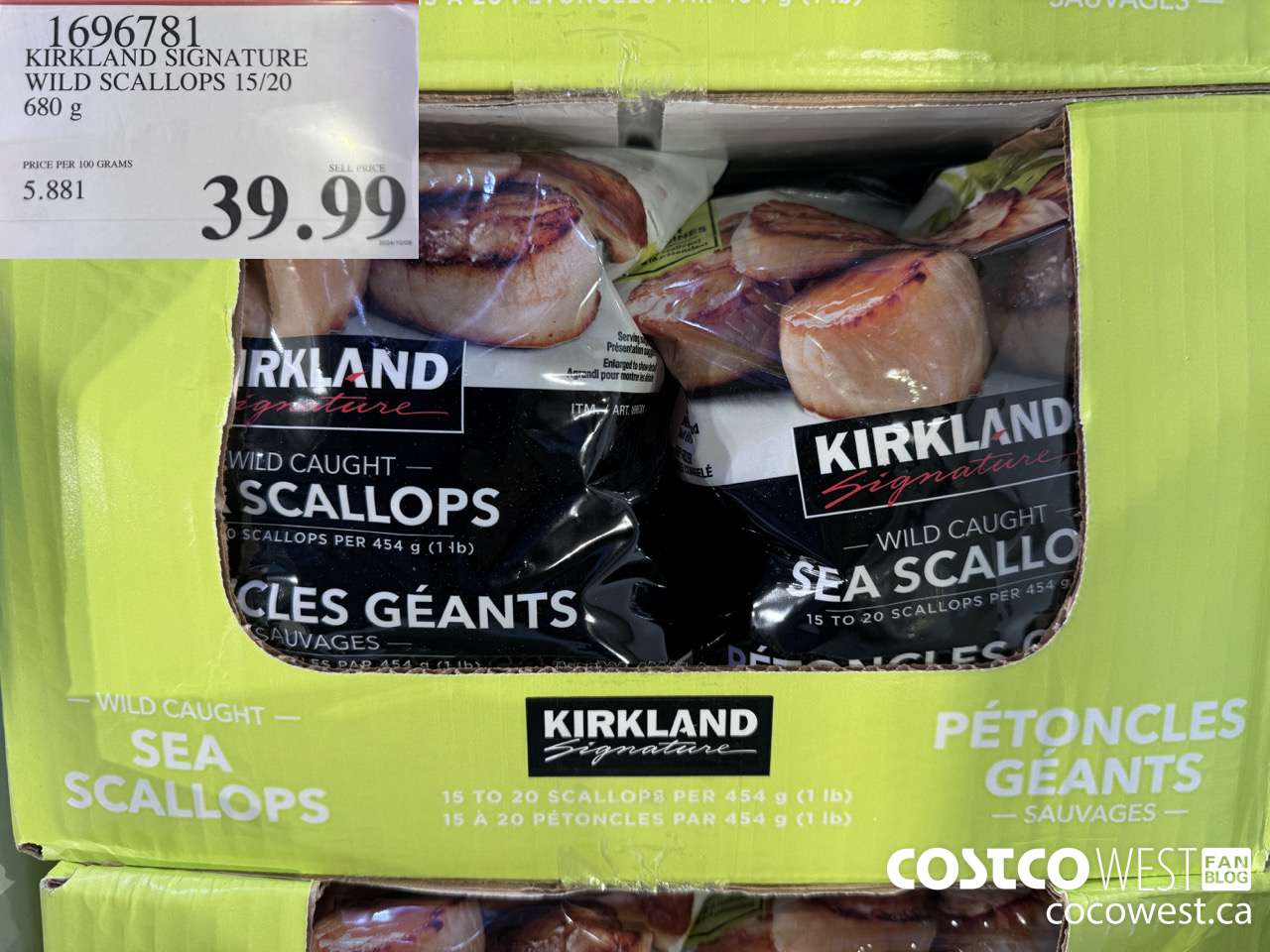 1696781 KIRKLAND SIGNATURE WILD SCALLOPS 15/20 680 g $39.99