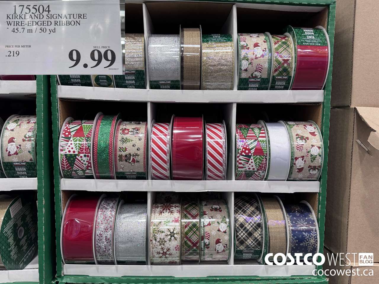 175504 KIRKLAND SIGNATURE WIRE-EDGED RIBBON 45.7M / 50 YD $9.99