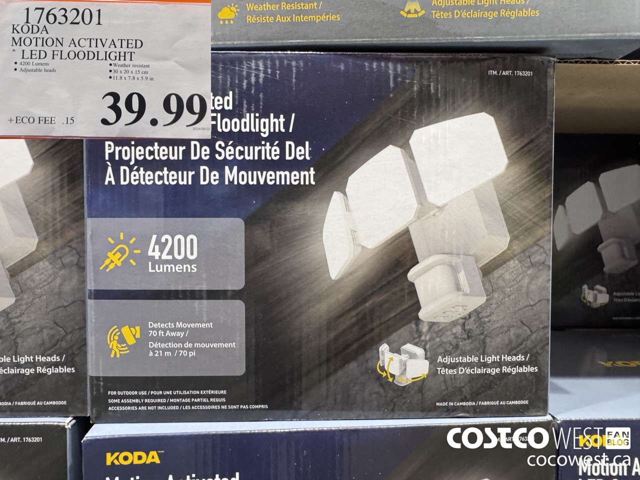 1763201 KODA MOTION ACTIVATED LED FLOODLIGHT $39.99