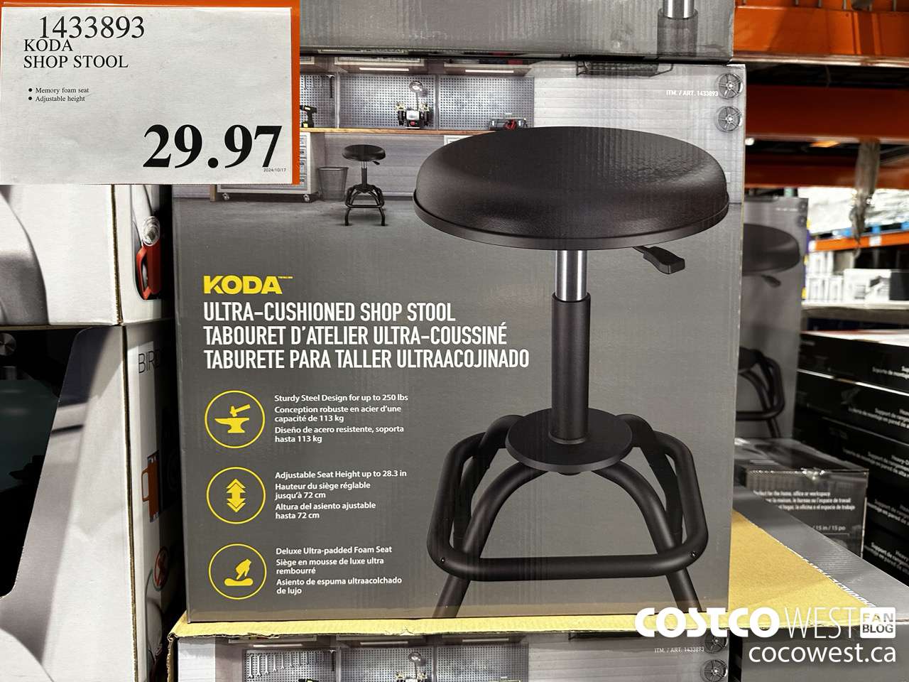 1433893 KODA SHOP STOOL $29.97