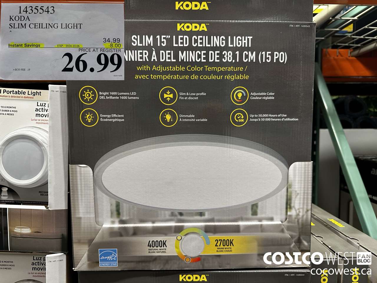 1435543 KODA SLIM CEILING LIGHT ($8.00 INSTANT SAVINGS EXPIRES ON 2024-10-06) $26.99