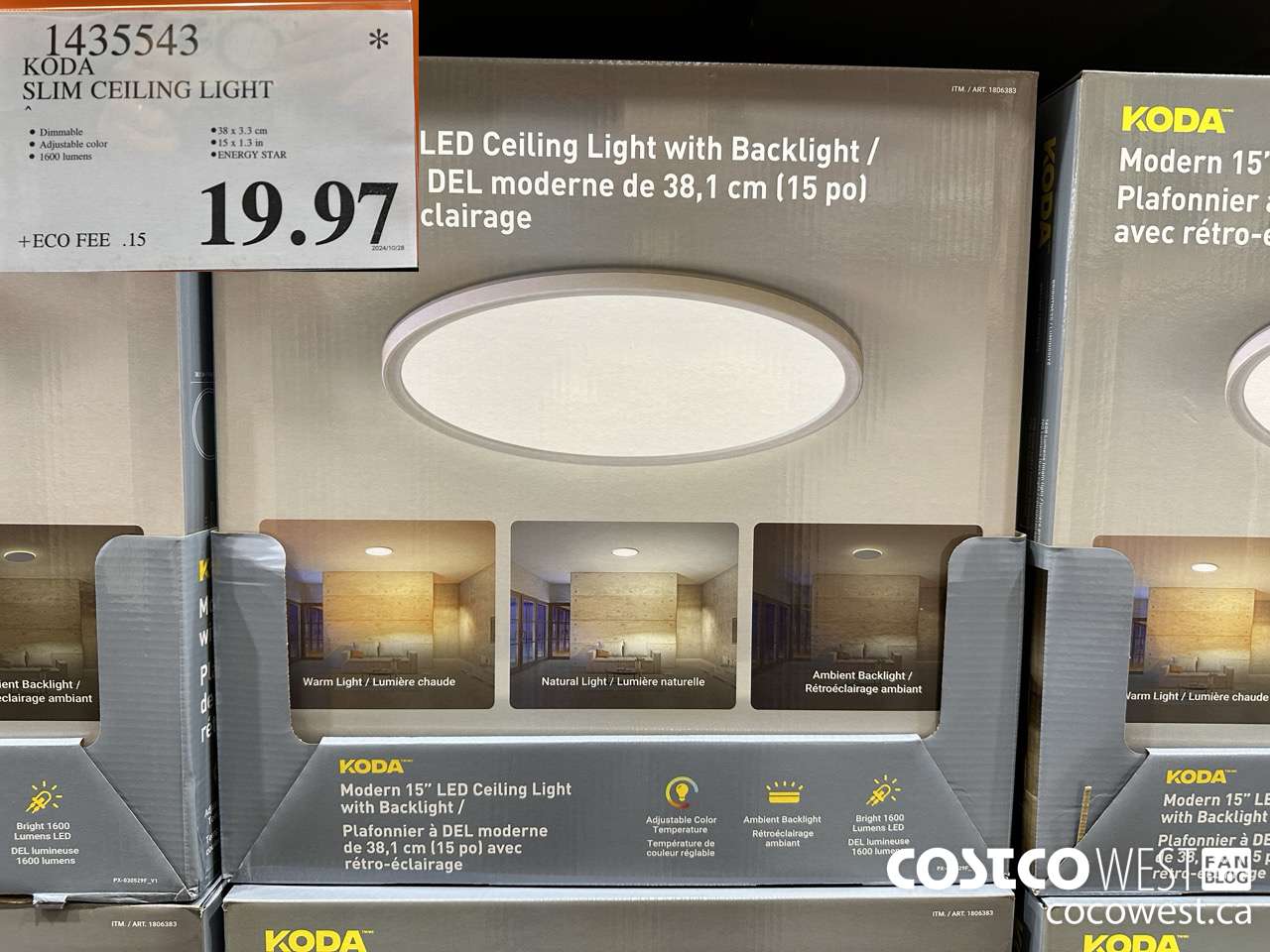 1435543 KODA SLIM CEILING LIGHT $19.97